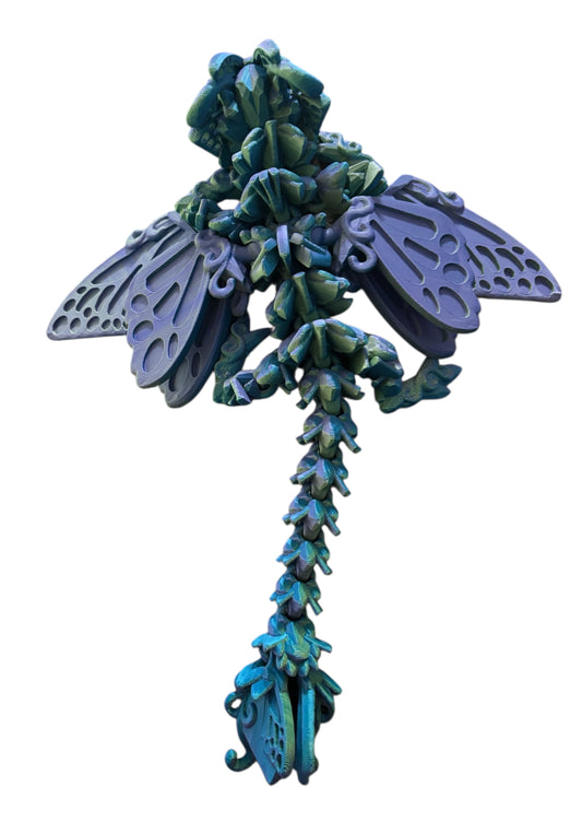 3D printed 13" Baby Butterfly Dragon - Sunny Indigo