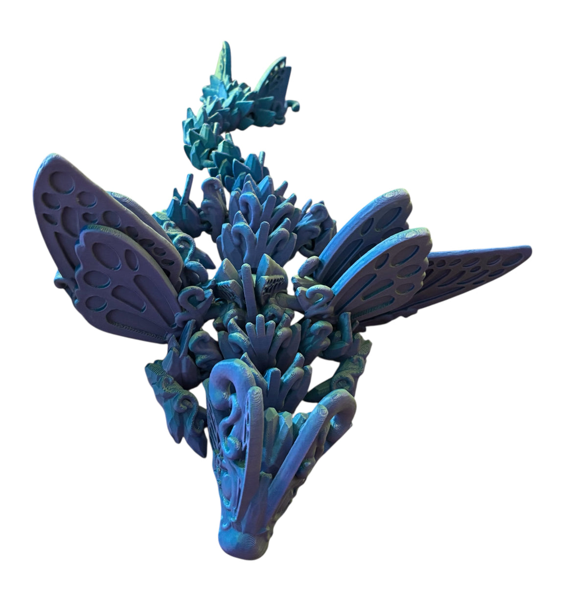 3D printed 13" Baby Butterfly Dragon - Sunny Indigo