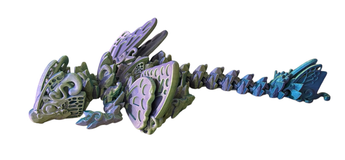 3D printed 13" Baby Butterfly Dragon - Sunny Indigo