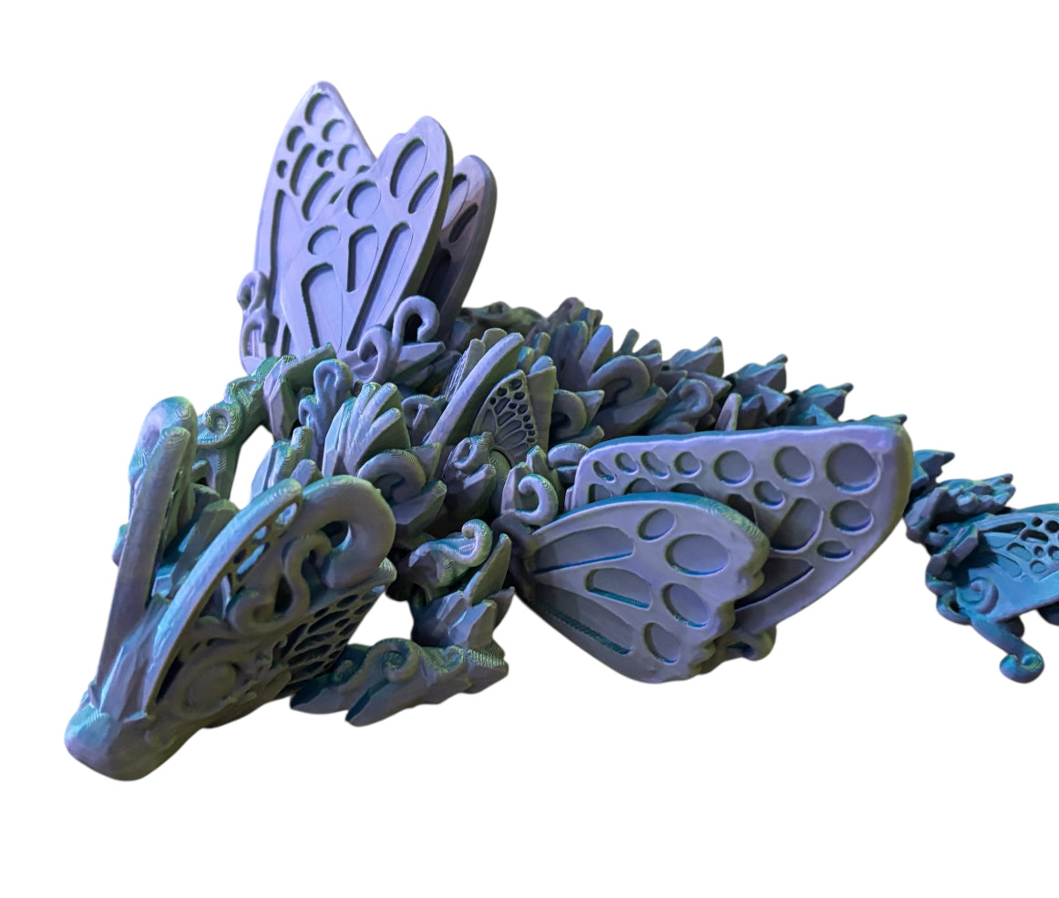 3D printed 13" Baby Butterfly Dragon - Sunny Indigo
