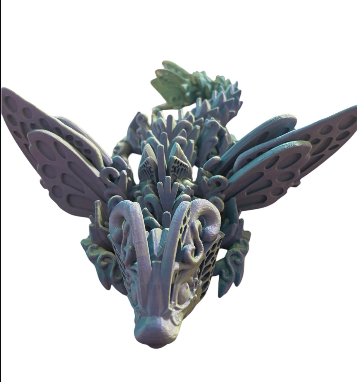 3D printed 13" Baby Butterfly Dragon - Sunny Indigo