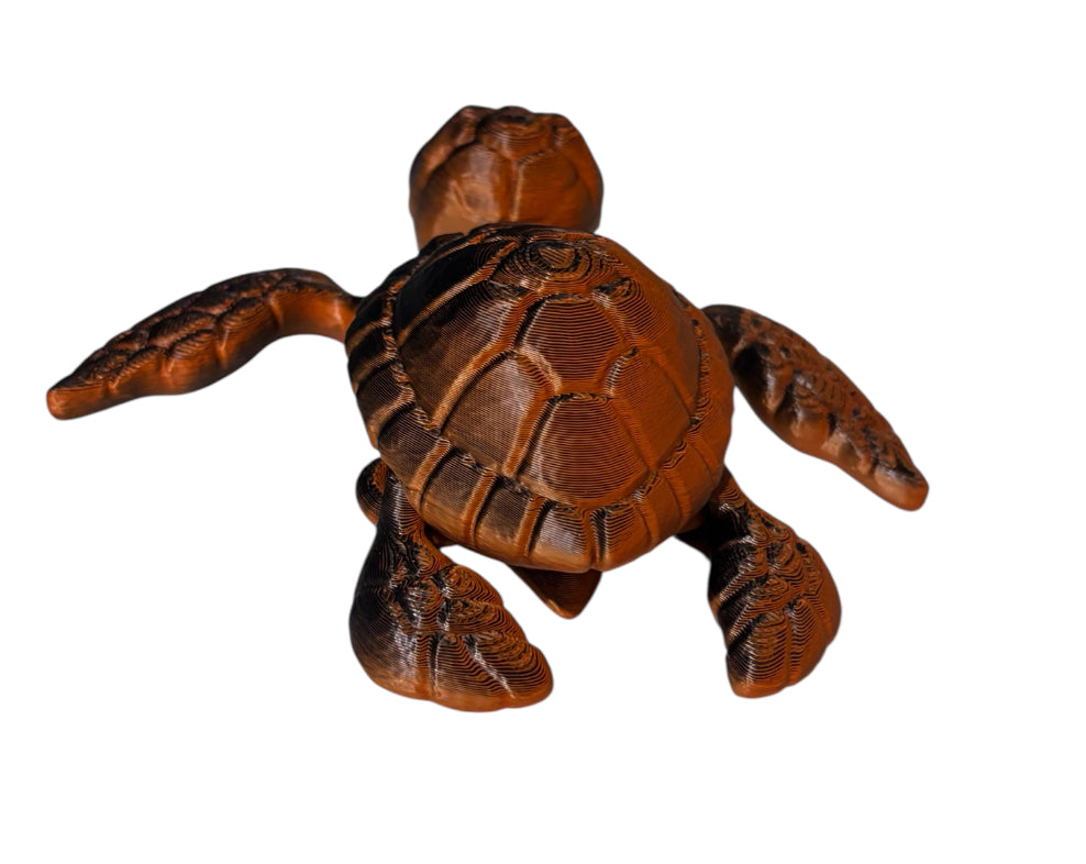 3D printed 4-1/2" Sea Turtle - Black/Orange
