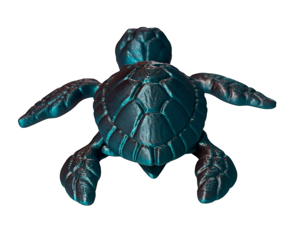 3D printed 4-1/2" Sea Turtle - Blue/Green/Coral