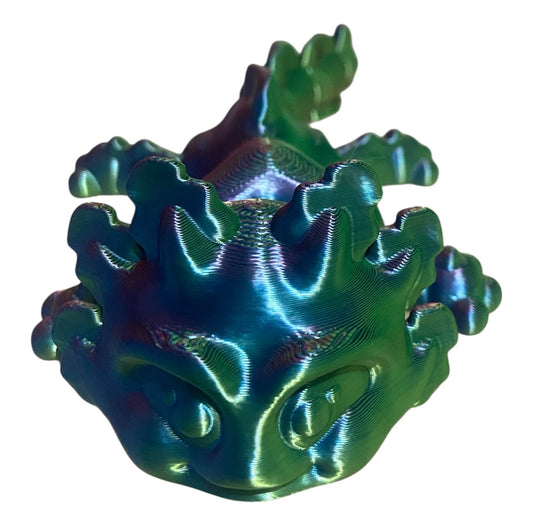 3D printed 5-1/2" Axolotl - Blue / Green / Purple