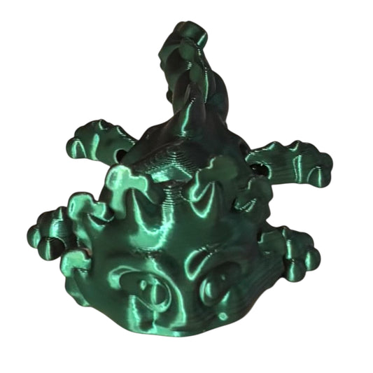 3D printed 5-1/2" Axolotl - Green / Black