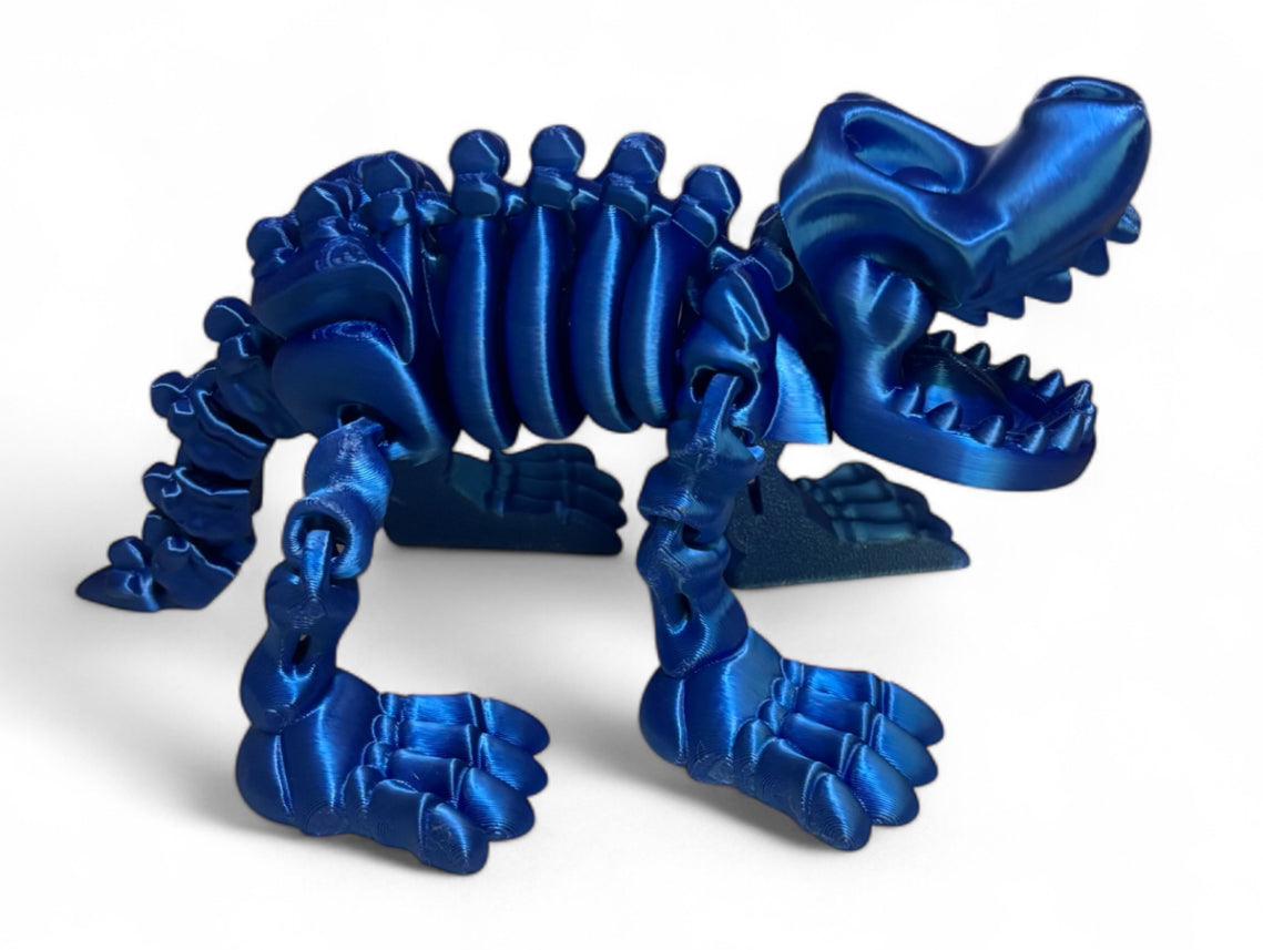 3D printed 8" Skeleton Dog - Blue Silk