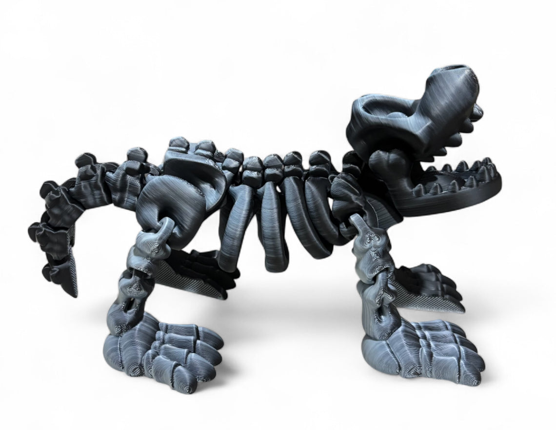 3D printed 8" Skeleton Dog - Black / White