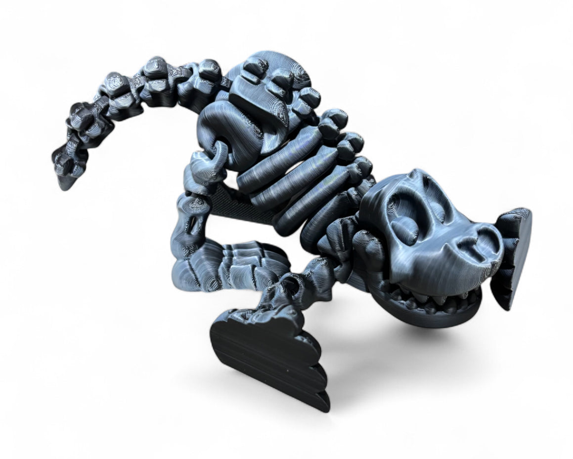 3D printed 8" Skeleton Dog - Black / White