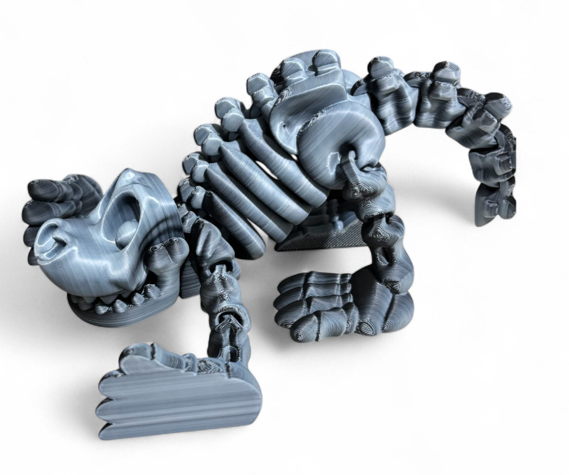 3D printed 8" Skeleton Dog - Black / White