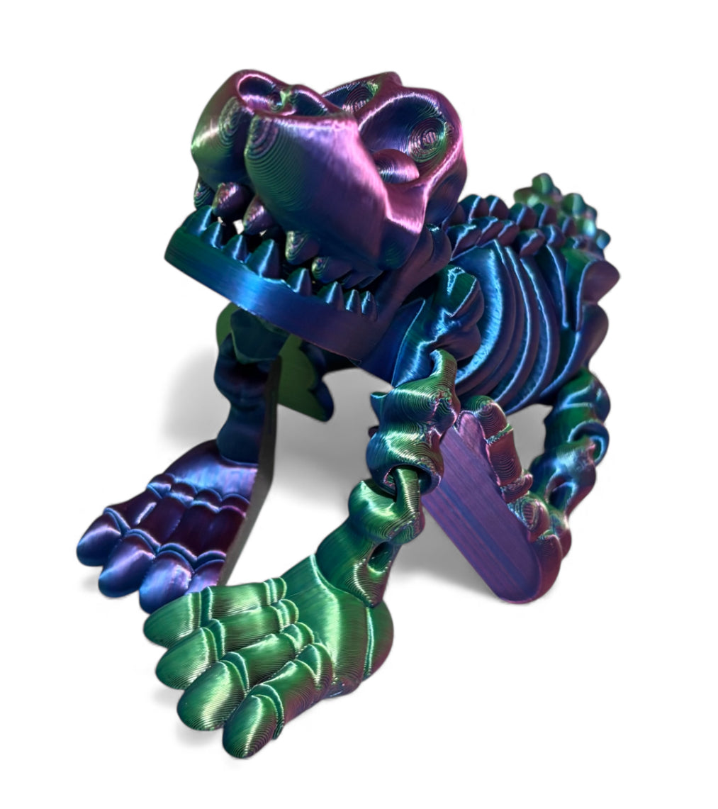 3D printed 8" Skeleton Dog - Blue/Green/Purple