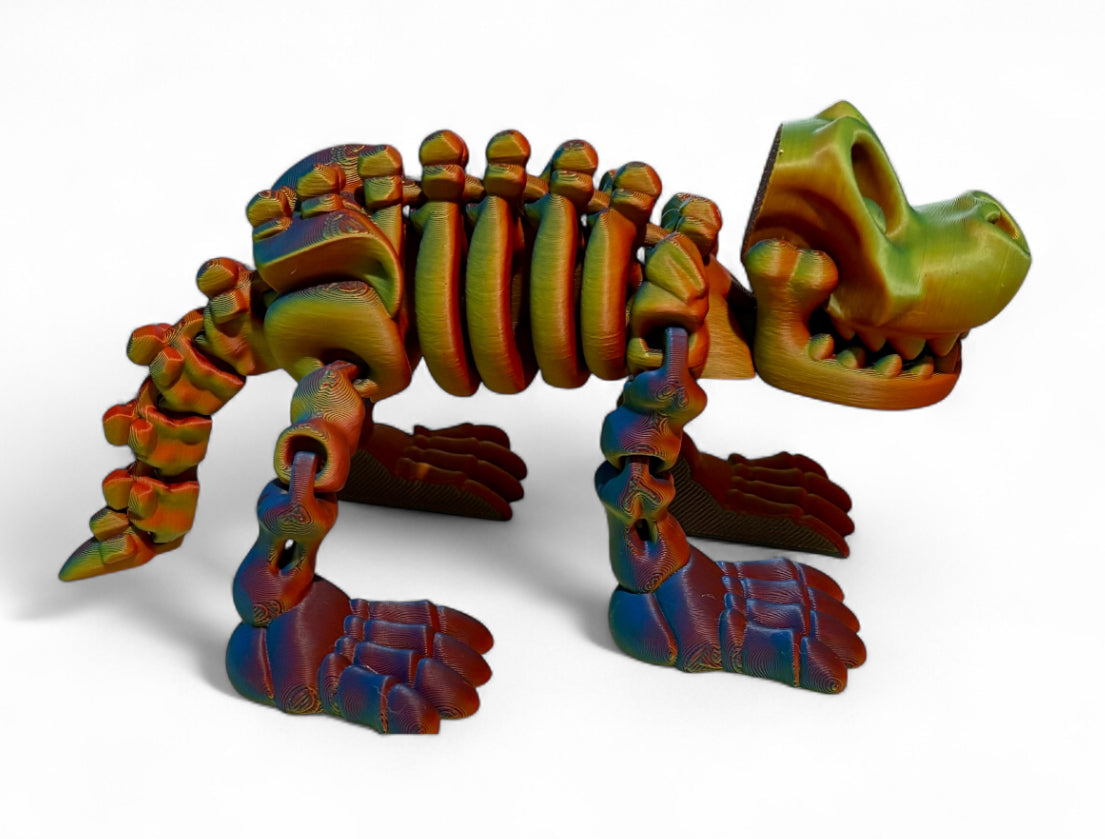 3D printed 8" Skeleton Dog - Neon