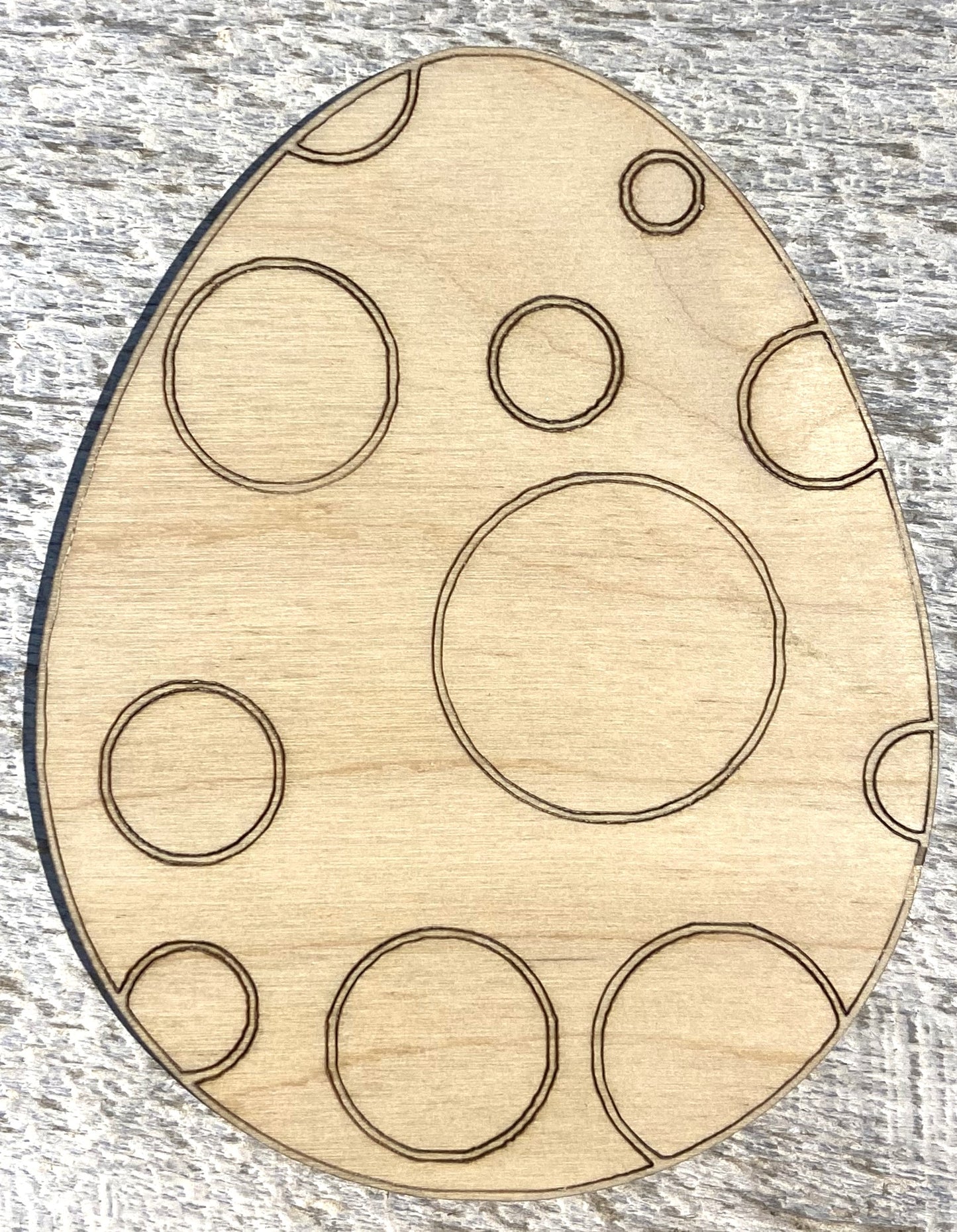 Ready to Paint Shape - 1/8" Birch - Easter Egg w/Circles - S450