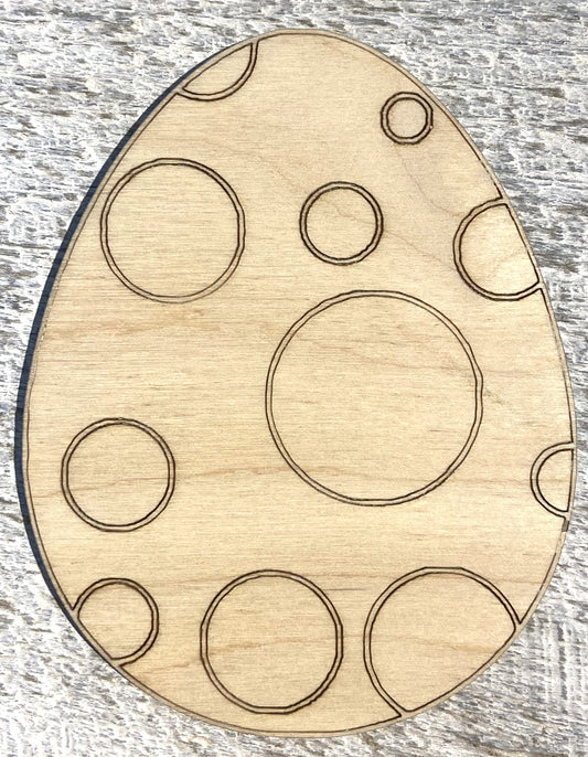 Ready to Paint Shape - 1/8" Birch - Easter Egg w/Circles  - S450