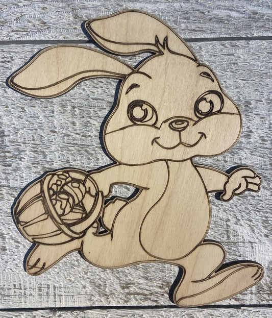 Ready to Paint Shape - 1/8" Birch - Bunny w/Basket  - S467
