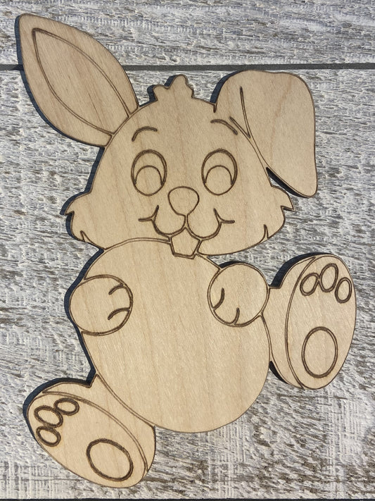 Ready to Paint Shape - 1/8" Birch - Bunny w/Egg  - S468