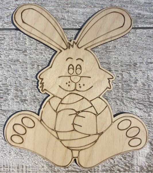 Ready to Paint Shape - 1/8" Birch - Bunny w/Egg  - S469