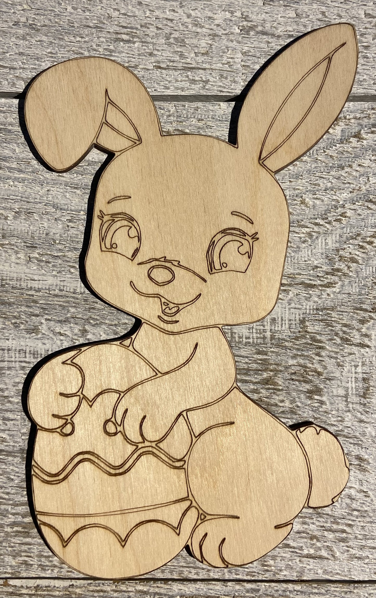 Ready to Paint Shape - 1/8" Birch - Bunny w/Egg - S470