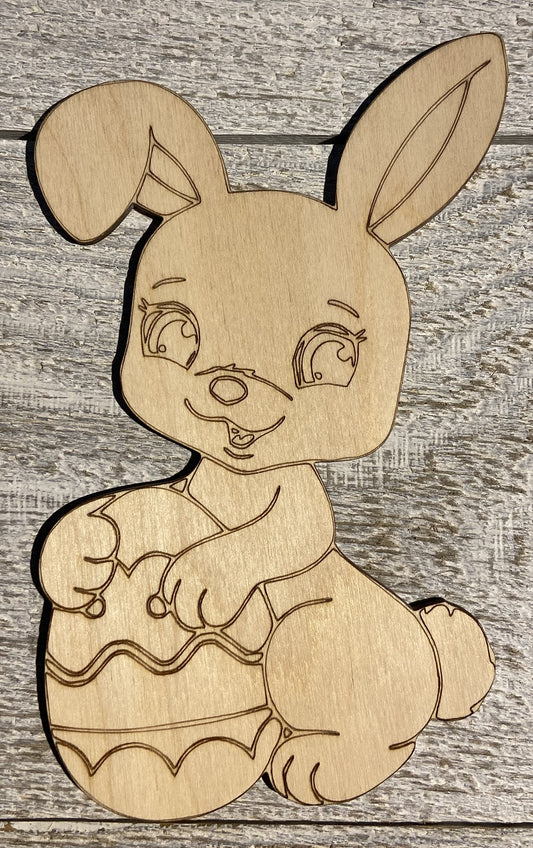 Ready to Paint Shape - 1/8" Birch - Bunny w/Egg  - S470