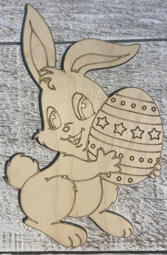 Ready to Paint Shape - 1/8" Birch - Bunny with Egg  - S473