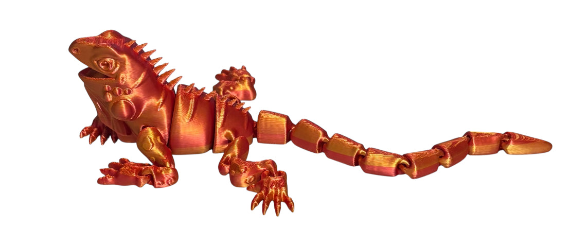 3D Printed - 8" Iguana - Red / Gold
