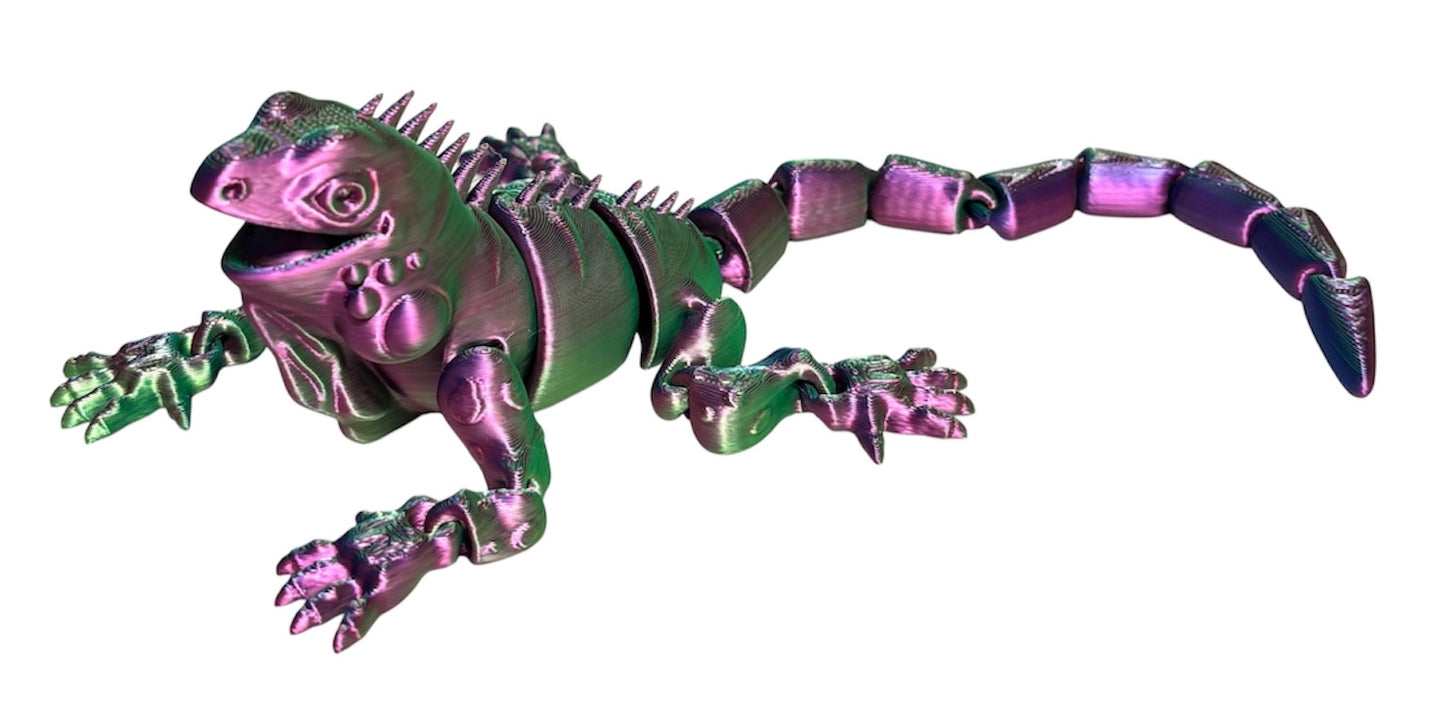 3D Printed - 12" Iguana - Blue / Green / Purple