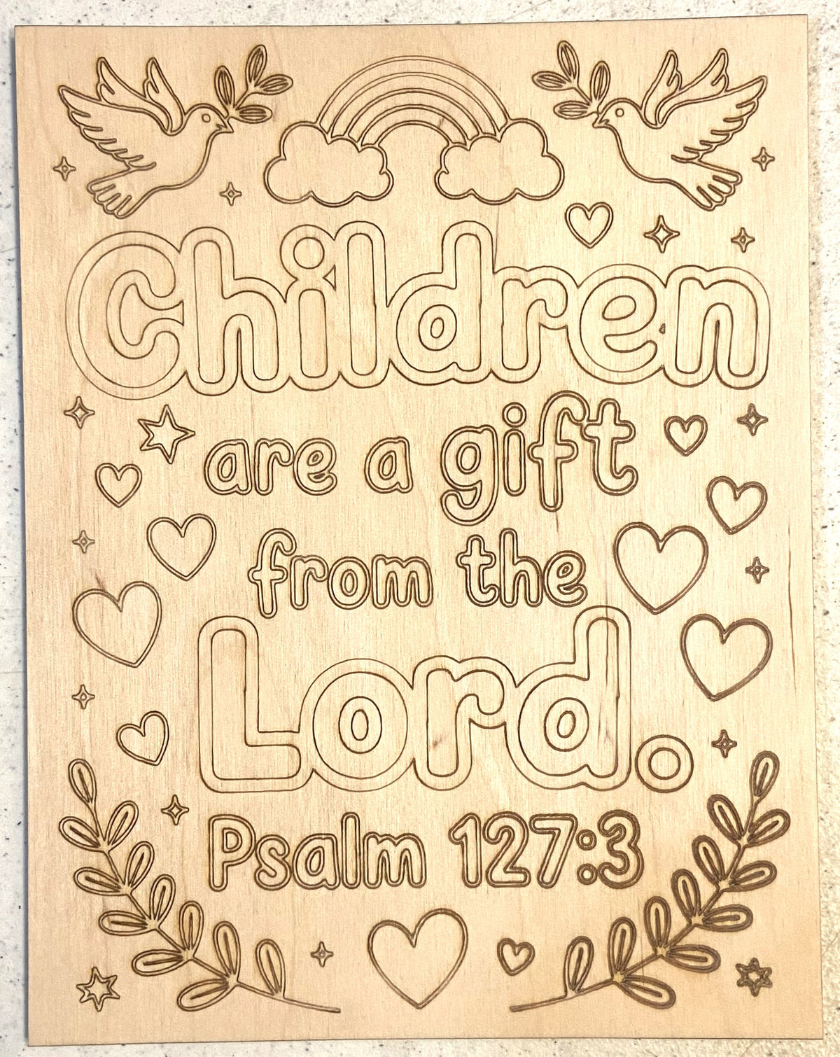 Ready to Paint Plywood 7" x 9" Coloring Boards - Children Are a Gift - S620