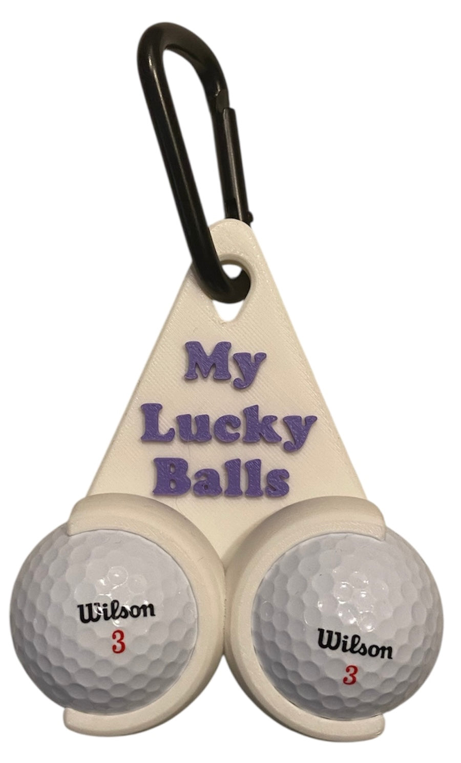 Golf Ball Holder "My Lucky Balls" - White w/Purple