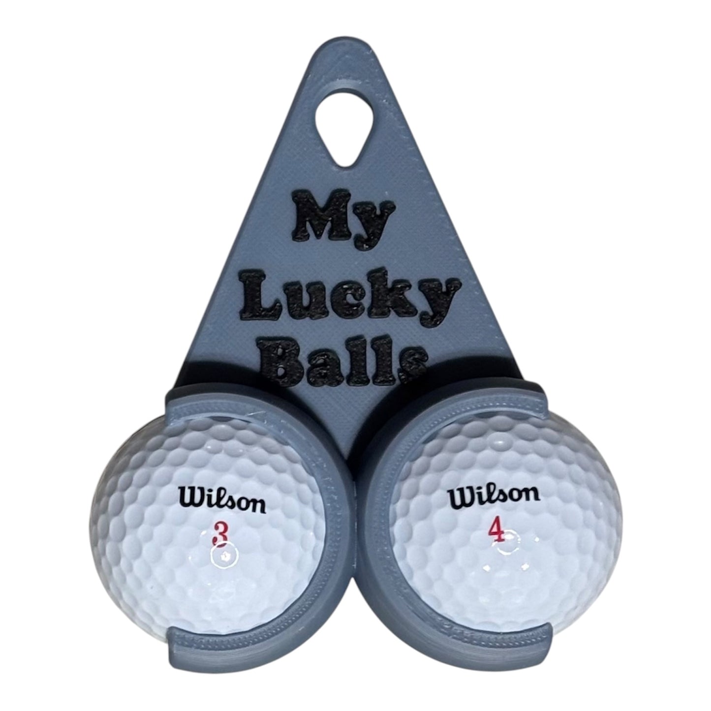Golf Ball Holder "My Lucky Balls" - Blue/Gray with Black