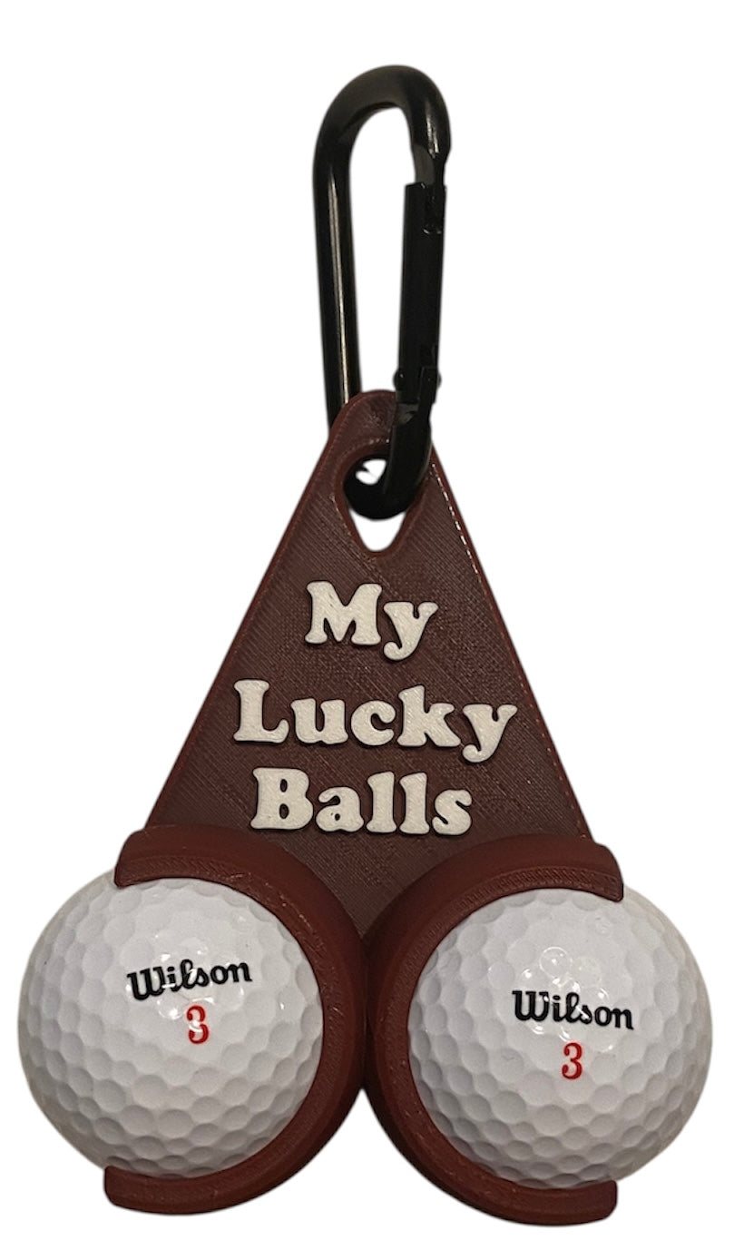 Golf Ball Holder "My Lucky Balls" - Maroon w/White