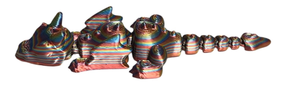 3D printed Lazy Dragon - 8-1/4" - Firework Stripe