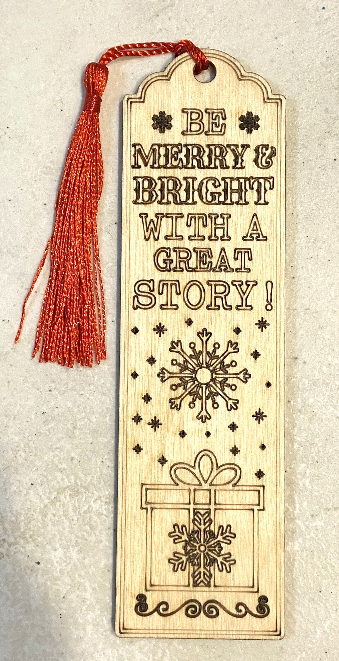 Wood Bookmark - Be Merry & Bright