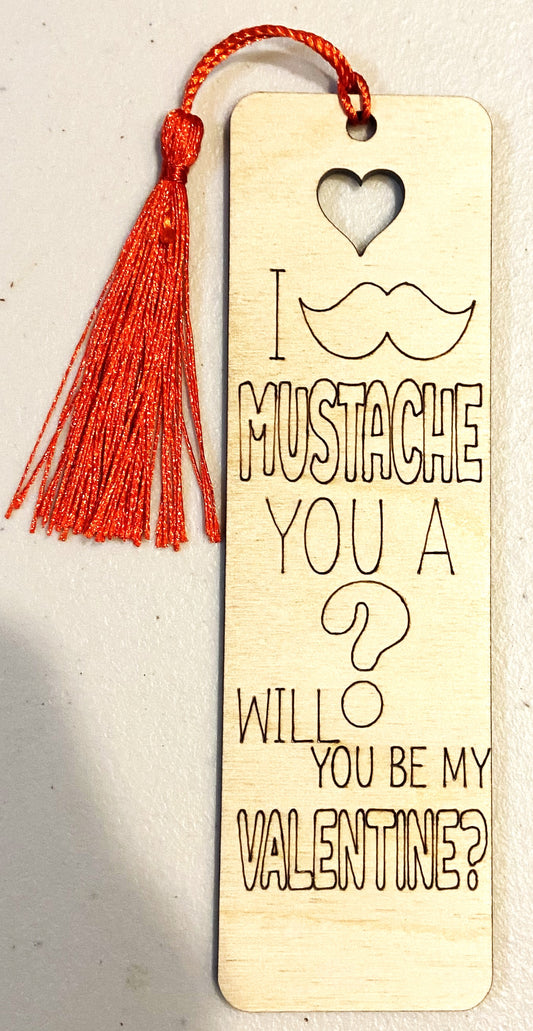 Wood Bookmark - Mustache - B090