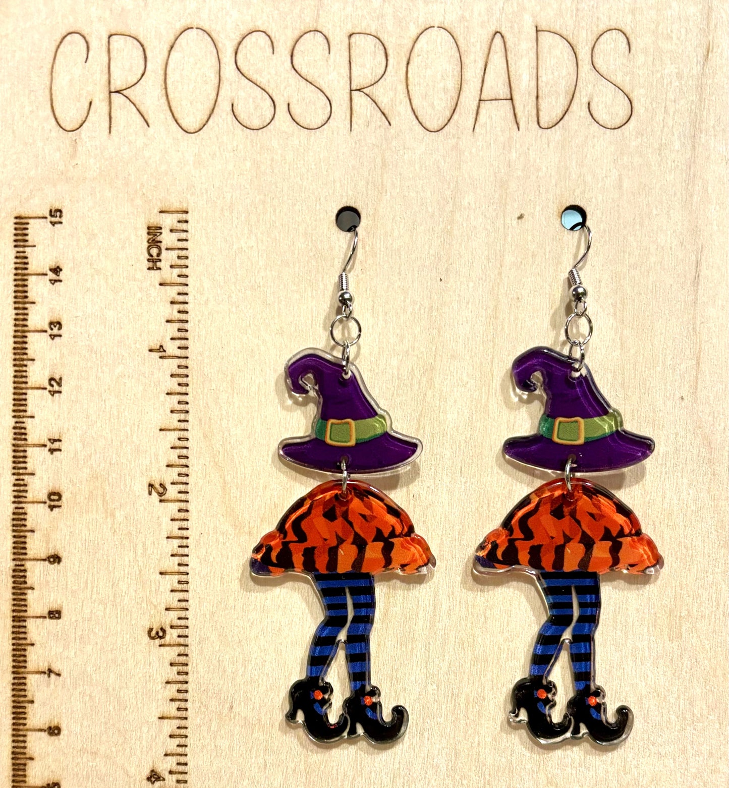 Acrylic Earrings Witch - Orange - BE109