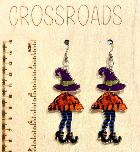 Acrylic Earrings Witch - Orange - BE109