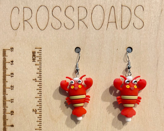 Focal Bead Earrings - Lobster 3D - BE182