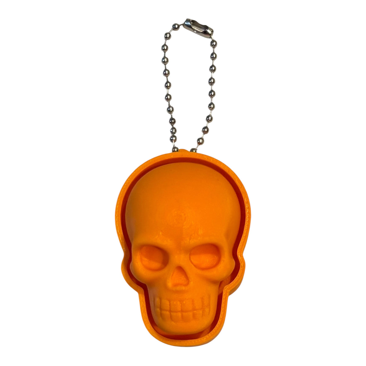 3D Printed Skull Clicker Fidget Toy – Orange