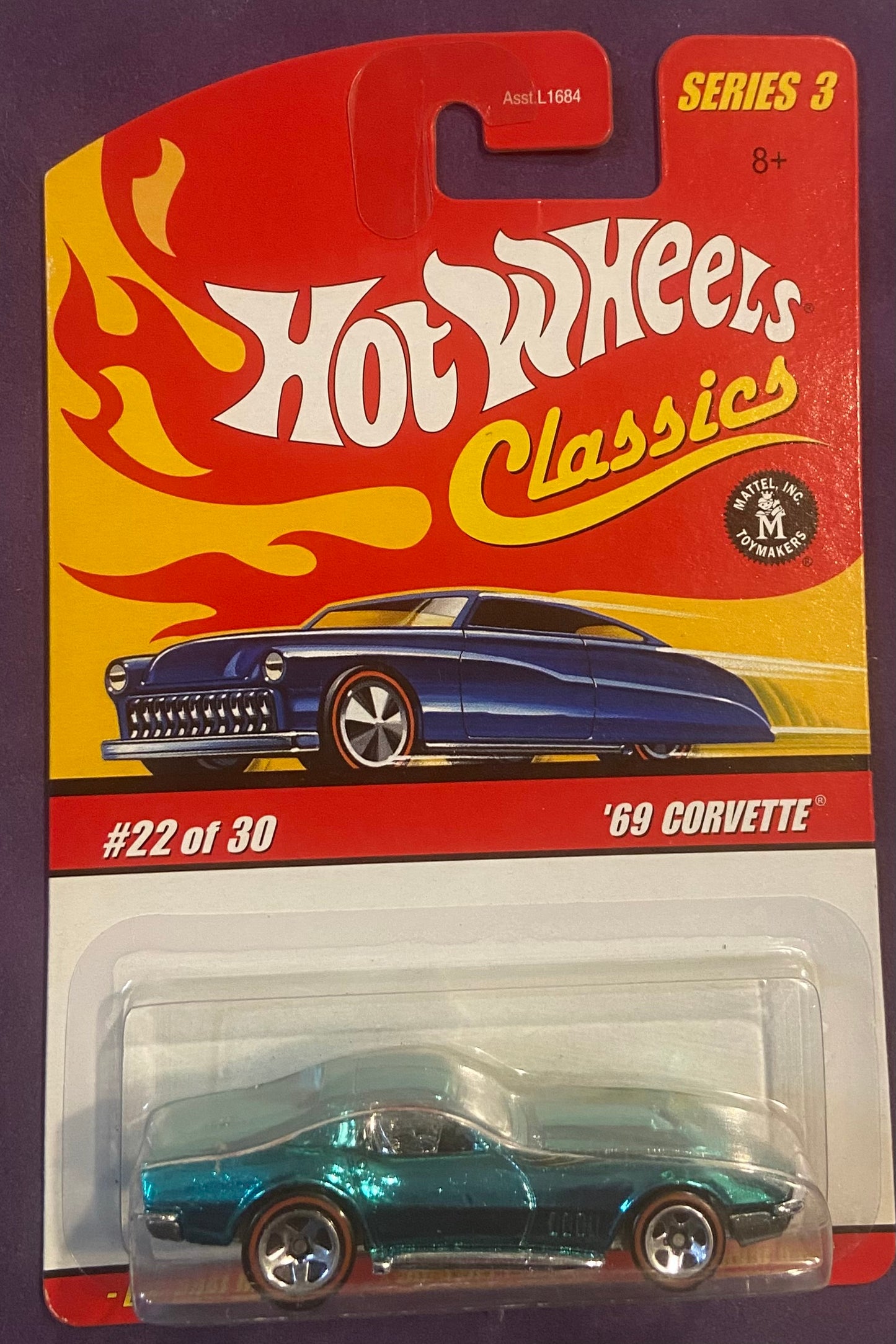 2007 Hot Wheels Classic Series 3 #22 69 Corvette BLUE-GREEN