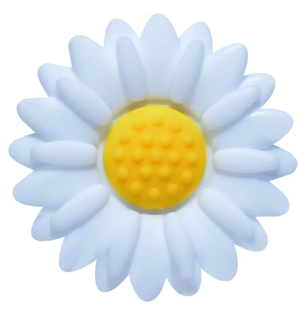 Silicone Focal Bead - Flower - White/Yellow - #FB051