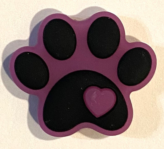 Silicone Focal Bead - Rose Paw Print  - #FB147