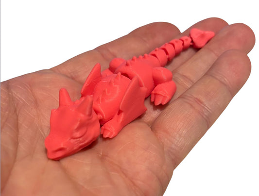 3D printed 4" Lazy Dragon Hot Pink