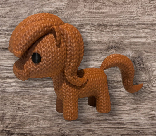 3D printed 4" Knitted Horse Brown / Black