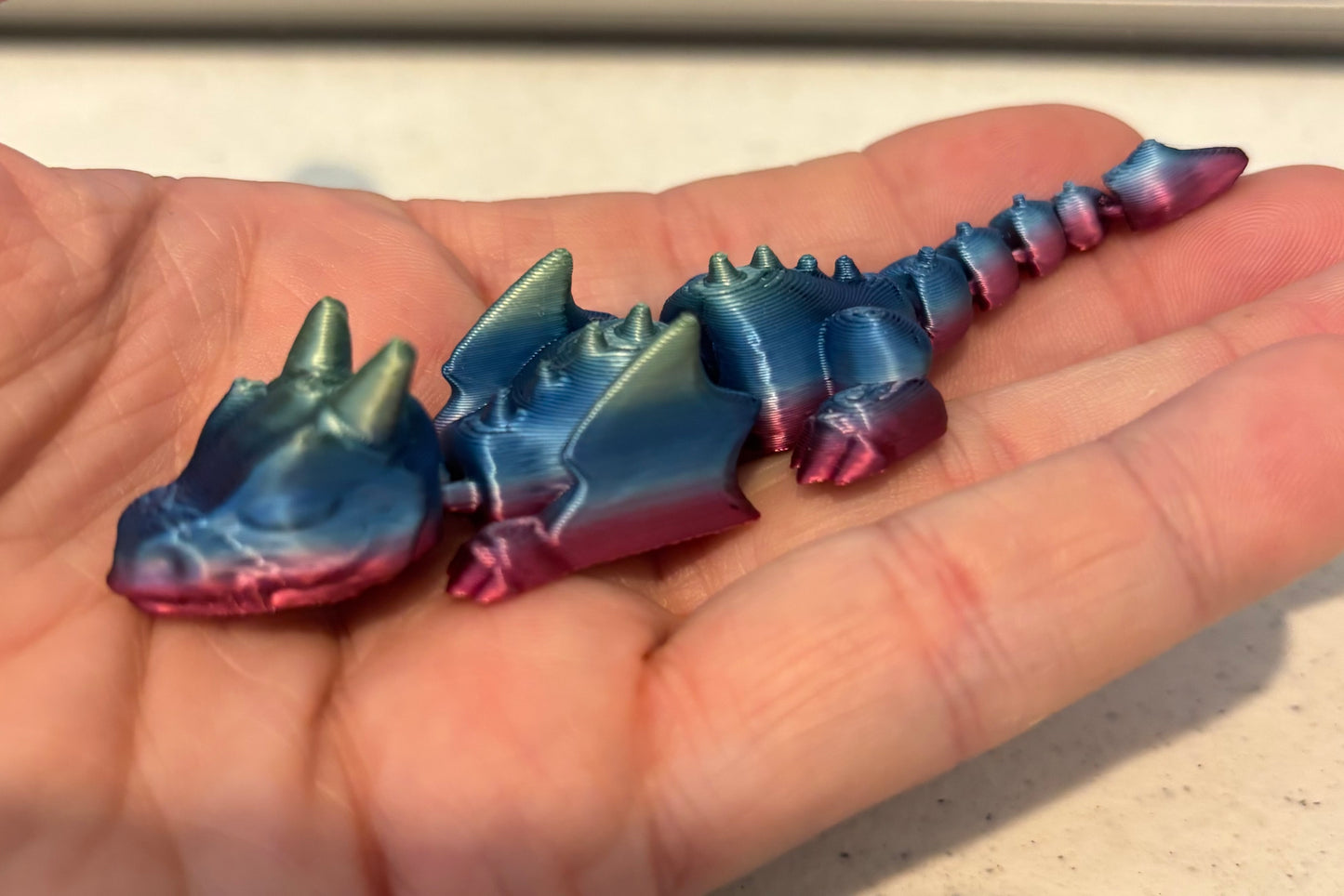 3D printed 4" Lazy Dragon Rainbow