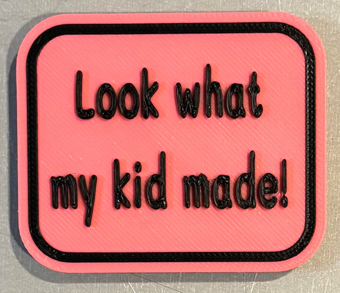 Look What My Kids Made Magnet 2" x 2-3/8" Black over Pink