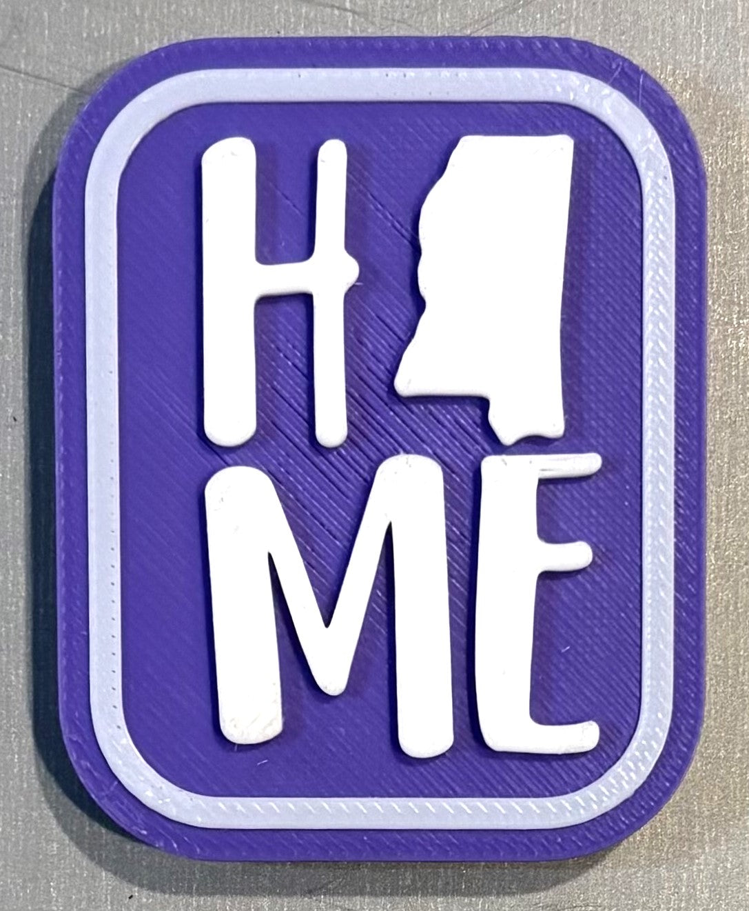 Mississippi Home Magnet 1.9" x 1.6" White over Purple