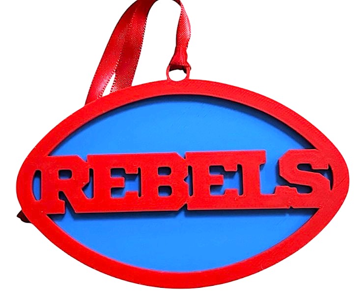 3D Printed 4" Ornament - Rebels - Red over Cyan