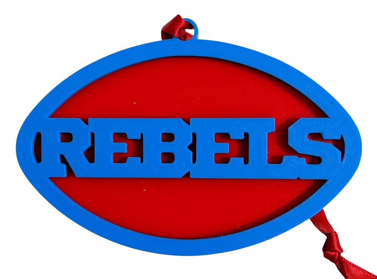 3D Printed 4" Ornament - Rebels - Cyan over Red