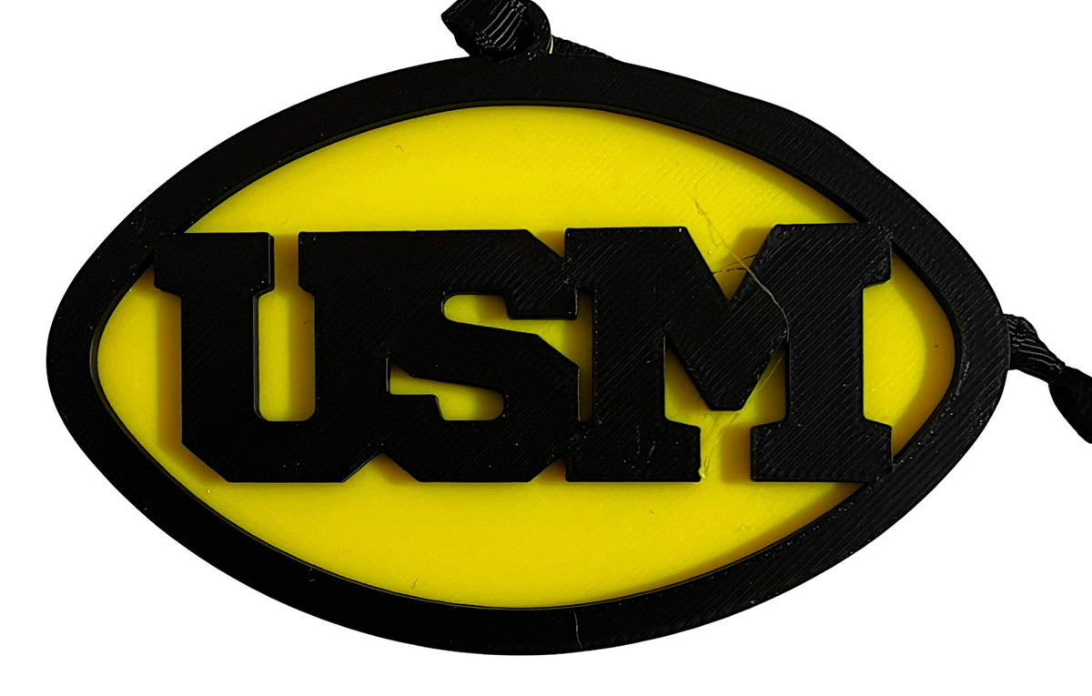 3D Printed 4" Ornament - USM - Black over Yellow