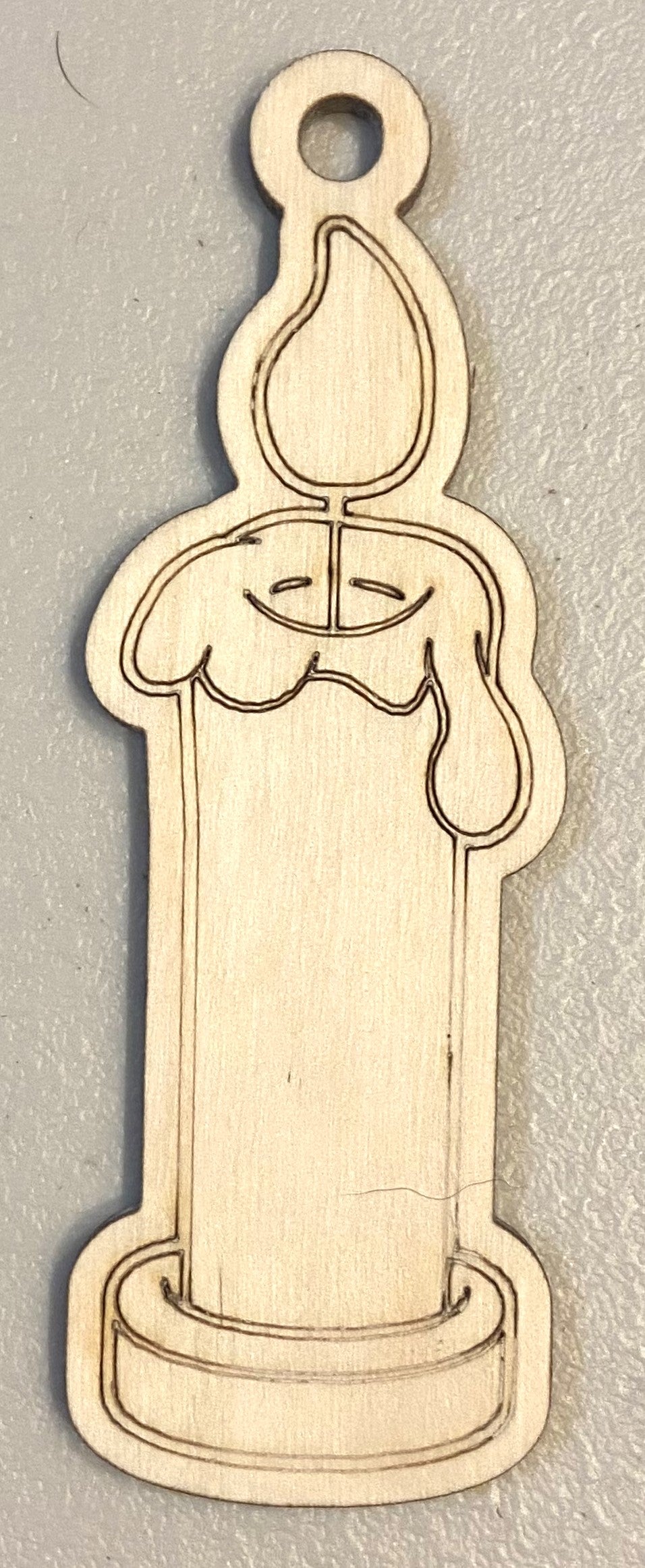 Ready to Paint Ornament - 1/8" Plywood - Candle - S351