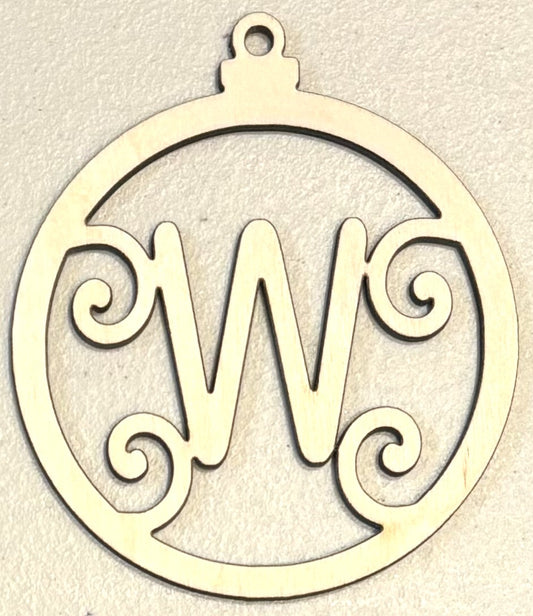 Ready to Paint Ornament - 1/8" Plywood - "W" Ornament - S386