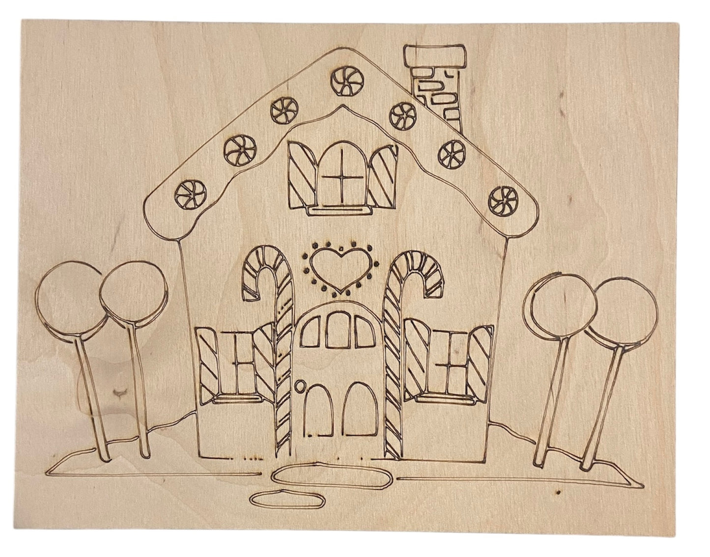 Ready to Paint Plywood Coloring Boards - Gingerbread House - S521